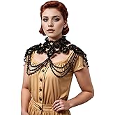 Unykaflor Vintage Pearl Cape,Women Beaded Shawl Pearl Capelet for Bridal Wedding Steampunk Costume