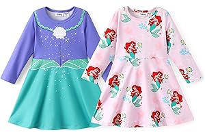 Disney Frozen Elsa Princess Minnie Mouse Stitch Toddler Girl Dresses 2 Pack Long Ruffle Sleeve Costume Set Outfit 2-13 Years