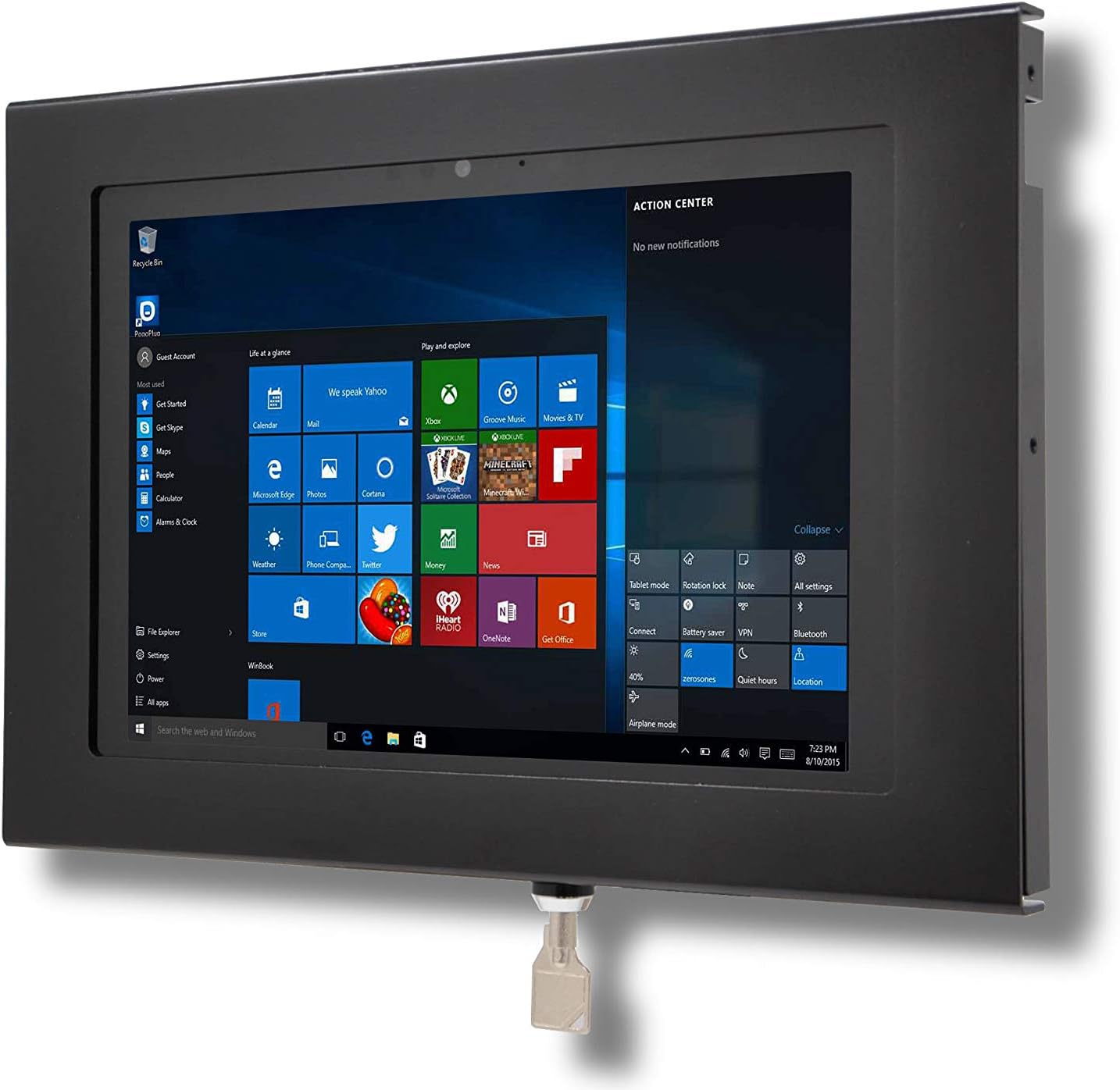 TABcare Locking Wall Mount Metal Enclosure for MS Surface Pro 3 4 6 2017 - Kiosk, POS, Store, Show Display (Black)