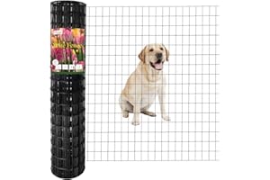FOREHOGAR Black PVC Coated Welded Wire Fence 48 Inch x 50 Foot, 2 Inch x 3 Inch 16GA, Garden Border Fencing Roll Vinyl Coating Metal Wire Mesh for Yard Vegetable Plant Protection Poultry Netting