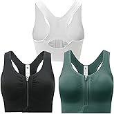SPORME RUNNING Zip Front Sports Bra for Women - Medium Support Racerback Workout Bra with Removable Pads & Double Hooks