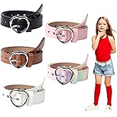 OZIO 5 Pcs Girls Belt Cute Heart Shape With Metal Buckle Elastic Stretch Adjustable Waist Belt for Girl Dress Pants Jeans