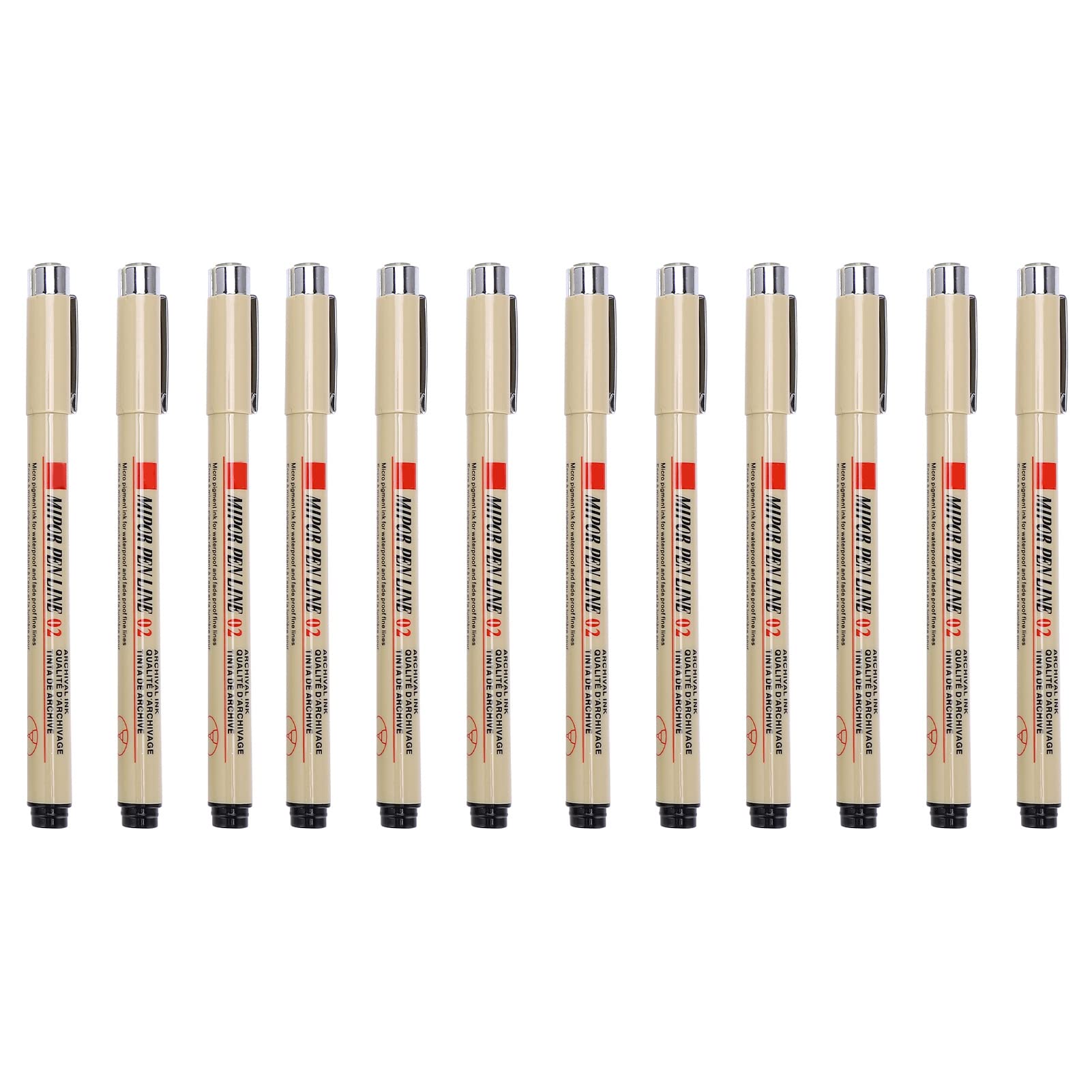 Set of 12 Micro-Line Pens, Waterproof Archival Ink Micro-Pen Fineliner Ink Pens for Sketching Anime Artist Illustration Product Architectural Design
