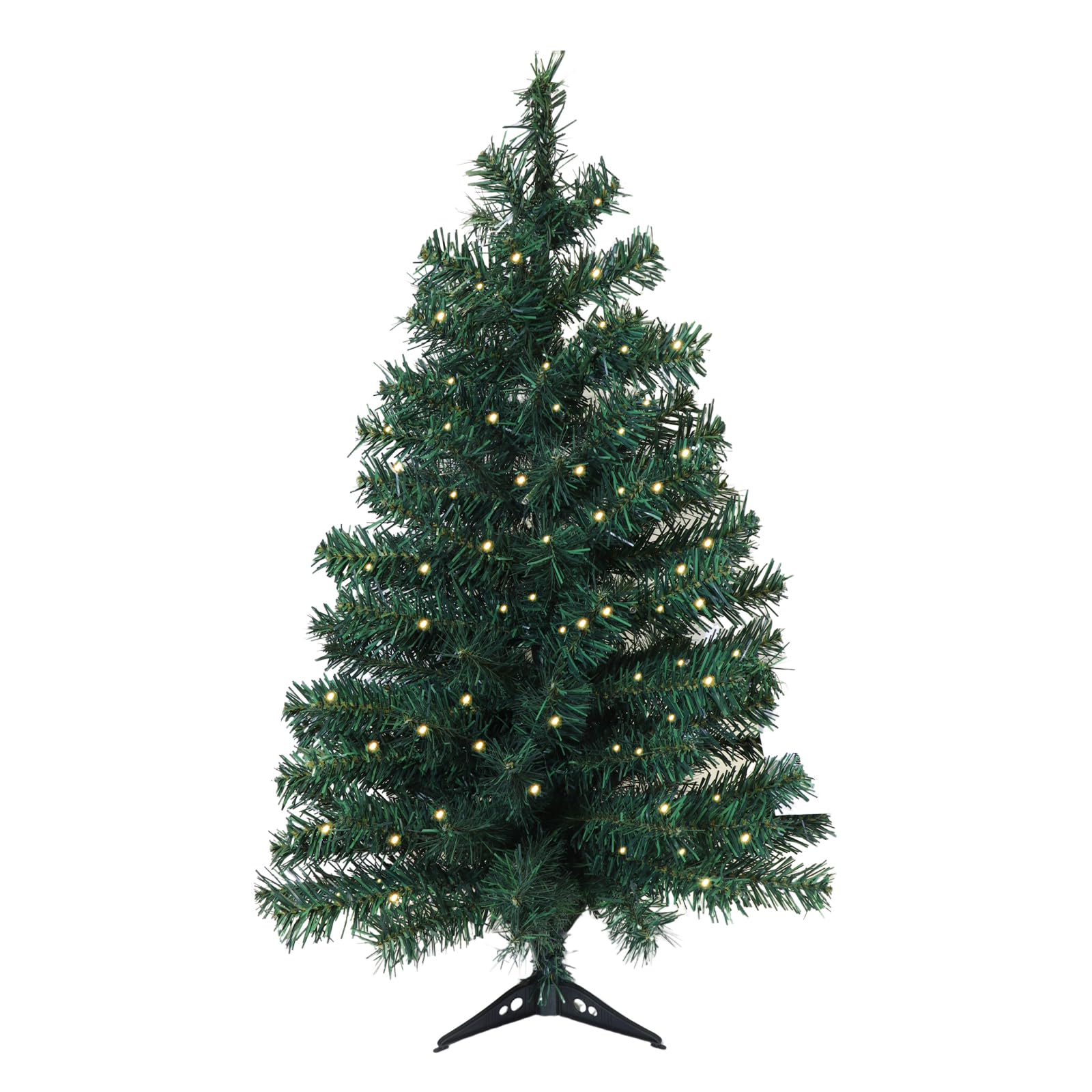 View 1 of *** ONLY REFERENCE**Okicoler 3ft Artificial Pre-lit Christmas Pine Tree with LED Warm Lights,Metal Hinges & Foldable Base,Easy Assembly for Home,Office,Green