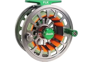 Aventik FLK II Fly Fishing Reel Aluminum Trout 3/5, 5/7, 7/9wt Large Arbor Freshwater Fly Reel with Line.