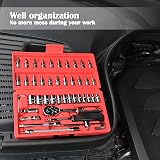 EGOFINE 46 Piece 1/4 Inch Drive Socket Set with Case and Quick Release Ratchet view 5