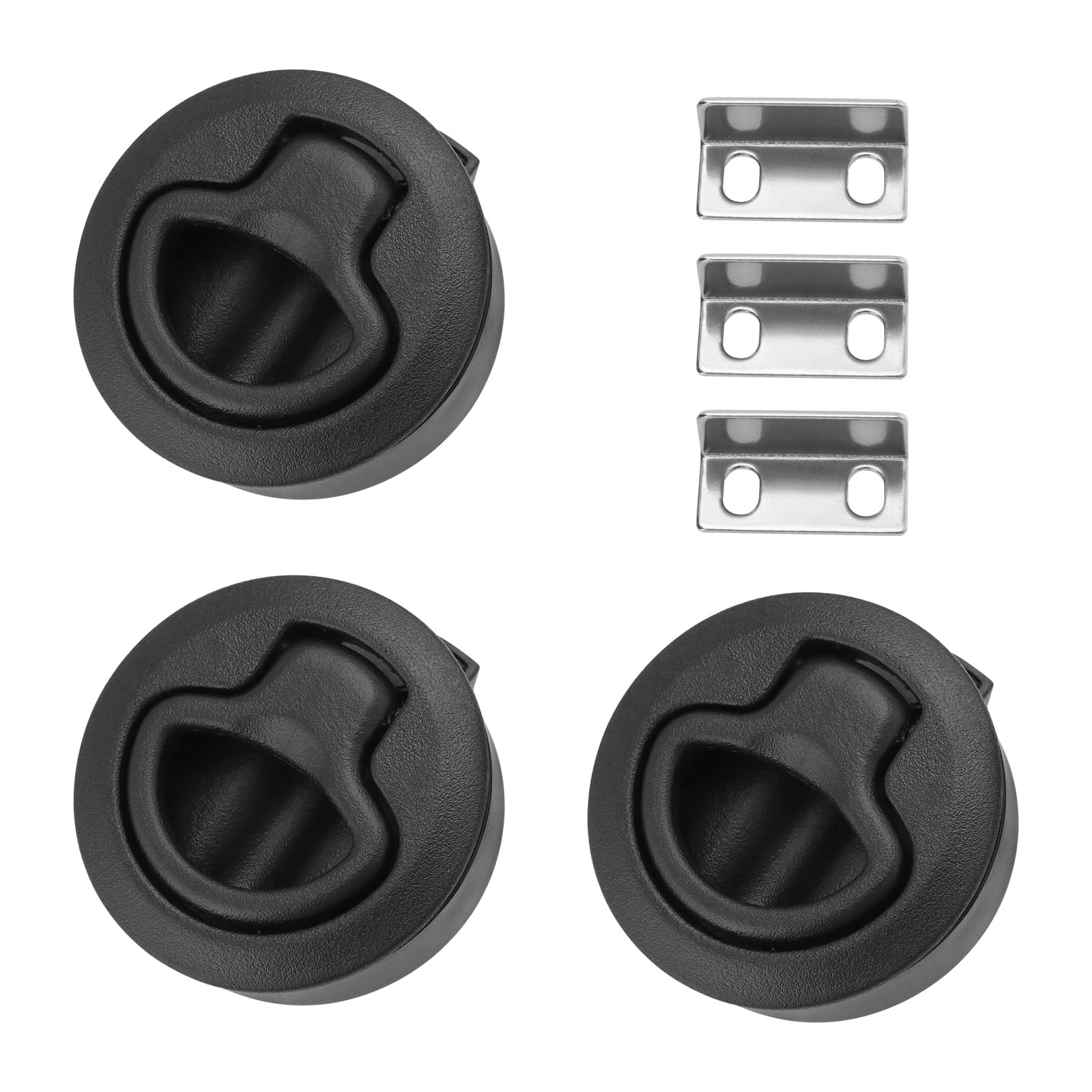 ECSiNG 3PCS Flush Pull Latch Diameter 61mm Hole Size 50mm Applicable Material Thickness 2-21mm for RVs Campers Ships Boat Latch Lock Black