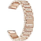Abanen Watch Band for Fossil Women's Gen 5E 42mm / Women's Gen 6, 18mm Lightweight Alloy Metal Bling Crystal Quick Release Wristband Strap for Fossil Q Venture Gen 4/3,Women's Sport