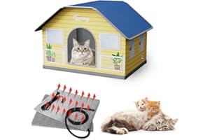 Toozey Large Outdoor Heated Cat House, Weatherproof Outdoor Cat House for Winter with Pet Heating Pad, Safe Feral Outside Pet House, Suitable for Several Cats or Small Dogs, Warm Heated Cat Shelter