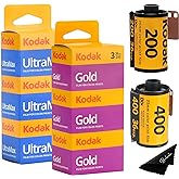 Kodak Ultramax 400 &amp; Gold 200 35mm Film Bundle - 6 Rolls (36exp Each) - Includes Balveli Microfiber Cloth