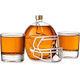 Football Whiskey Decanter Set – 750ml Helmet Decanter with 2 Glasses – Gifts for Football Fans, Dad, Husband, Men – Premium Whiskey, Bourbon, Scotch Glassware – Unique Football Design by Krown Kitchen