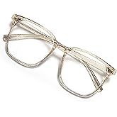 MACJERO Oversized Square Blue Light Blocking Glasses for Women Men, Anti-Fatigue Computer Monitor Gaming Glasses Reduce Eye Strain(Pearl Champagne)