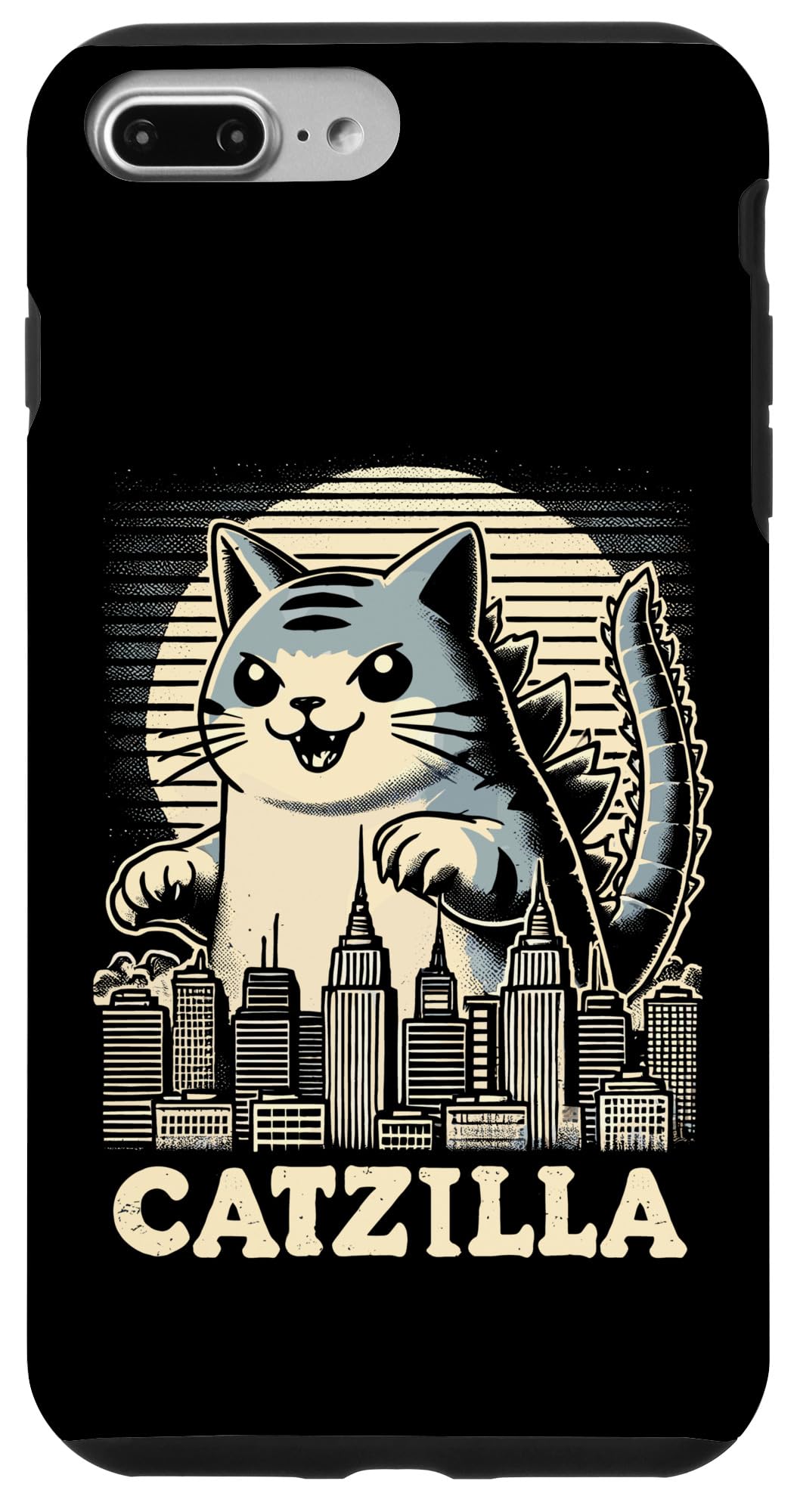 iPhone 7 Plus/8 Plus Cute Retro Cat Catzilla Men Women Kids Funny Cat Case
