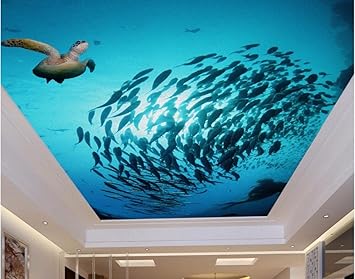 Malilove Custom Photo 3d Ceiling Murals Wallpaper Sea World Fish