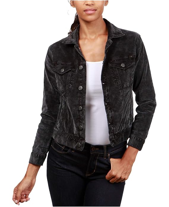 Buy Lucky Brand Women's Velvet Tomboy Trucker Jacket (Black, XSmall