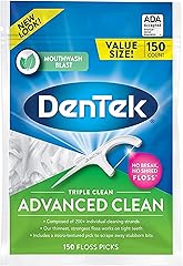 DenTek Triple Clean Advanced Clean Floss Picks, No Break & No Shred Floss, 150 Count