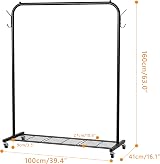 HOMIDEC Clothes Rail Portable Rack with Wheels 40 kg Capacity Black view 3