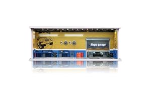 Saichotoy Display Case for Hot Wheels: Stackable Parking Garage for 1/64 Scale Matchbox Toy Car, Foamboard Storage for Monster Trucks with LED Light and Acrylic Cover, Repair Store