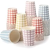 Tioncy 100 Pieces 9 oz Gingham Disposable Paper Cups Drinking Paper Cups Coffee Checkered Birthday Cup Gingham Hot Cold Beverage Drinking Cup for Holiday Picnic Travel Birthday Party, 4 Colors | Gingham, Checkered Cups, Birthday Party, Travel, Picnic
