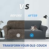 MAXIJIN Newest Jacquard 3 Seater Sofa Cover Dark Grey Anti-Slip 1-Piece view 7