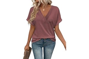 EyMuse T Shirts Short Sleeve V Neck Tees Womens Fashion Tops Trendy Lightweight Soft 2024 Casual Summer Spring Outfits