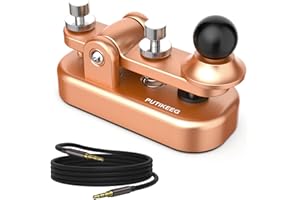PUTIKEEG Mini Morse Radio Key CW HAM Send Telegram Double Paddle Morse Code Key with Aluminum Alloy Body Base Gold(S)