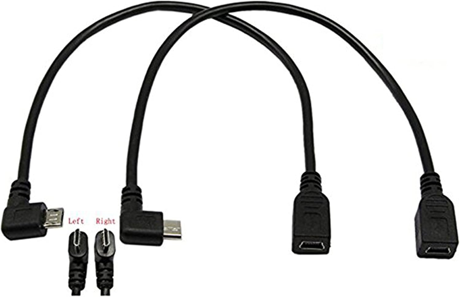 CERRXIAN Mini USB Female to Micro USB Left and Right Bending (9 inches) for Data Transmission and Charging (1 Pair) - Image 3