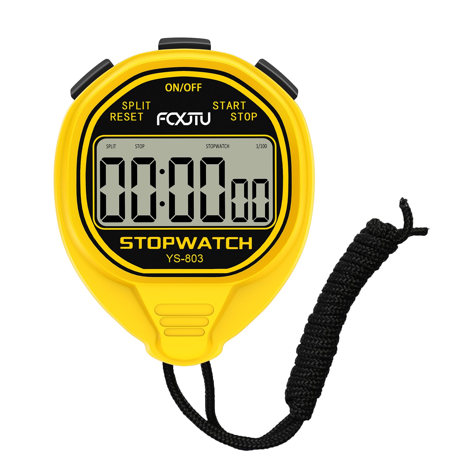 FCXJTU Digital Waterproof Stopwatch, No Bells, No Clock, No Date, Simple Basic Operation, ON/Off, Large Display Pure Stopwatch for Swimming Running Training Kids Coaches Referees Teachers (Yellow)