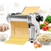 Dyna-Living 135W Electric Pasta Maker Thickness Adjustable Noodle Maker | Stainless Steel, Dough Spaghetti Roller Pressing Machine for Home Family Use (1.5mm round noodle+4mm flat noodle)