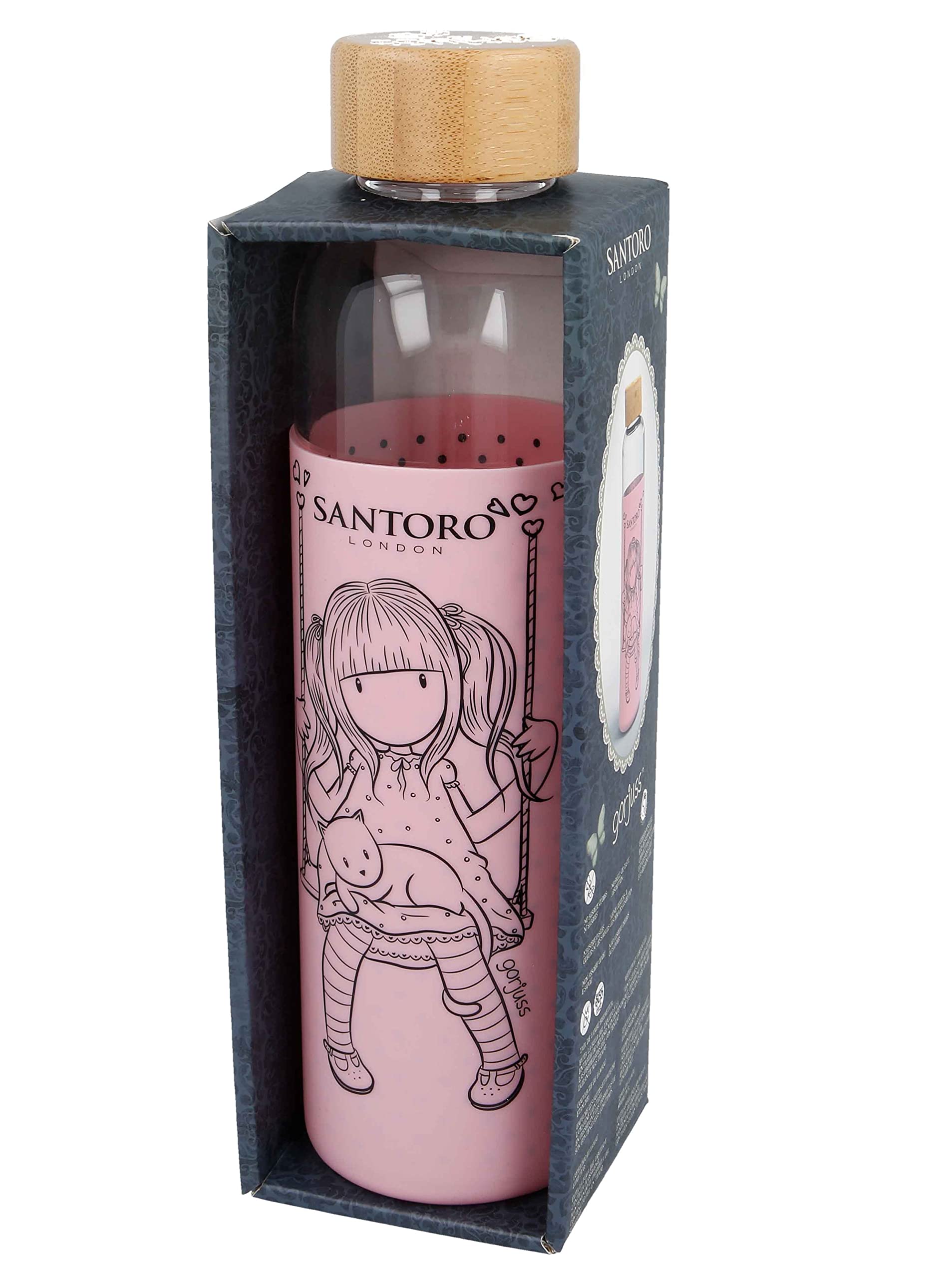 Stor gorjuss 20oz Borosilicate Glass Water Bottle with Silicone Sleeve