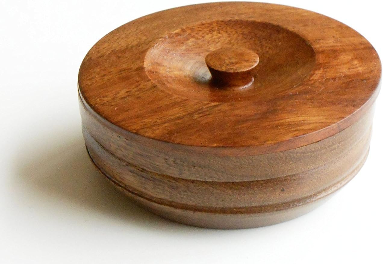 Quality Wood Shaving Soap Bowl. Walnut Finish, 1.5 pulgadas (con tapa) / 1.25 pulgadas (sin tapa)