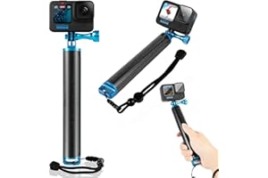 REYGEAK Carbon Fiber Waterproof Floating Hand Grip for GoPro Max Hero 13 12 11 10 9, Insta360 and Other Action Cameras, Underwater Selfie Stick Suitable for Surfing, Snorkeling, Underwater Shooting