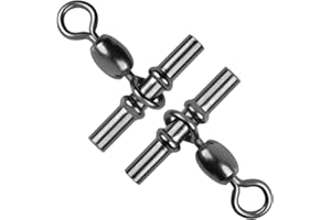 OROOTL Fishing Cross Line 3 Way Swivel, 60pcs T-Shape Sleeve Swivels for Deep Drop Rigs Heavy Duty Crossline Crane Swivel Connecter Saltwater Fishing Tackle