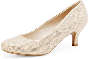 DREAM PAIRS Women's Luvly Bridal Wedding Party Low Heel Pump Shoes
