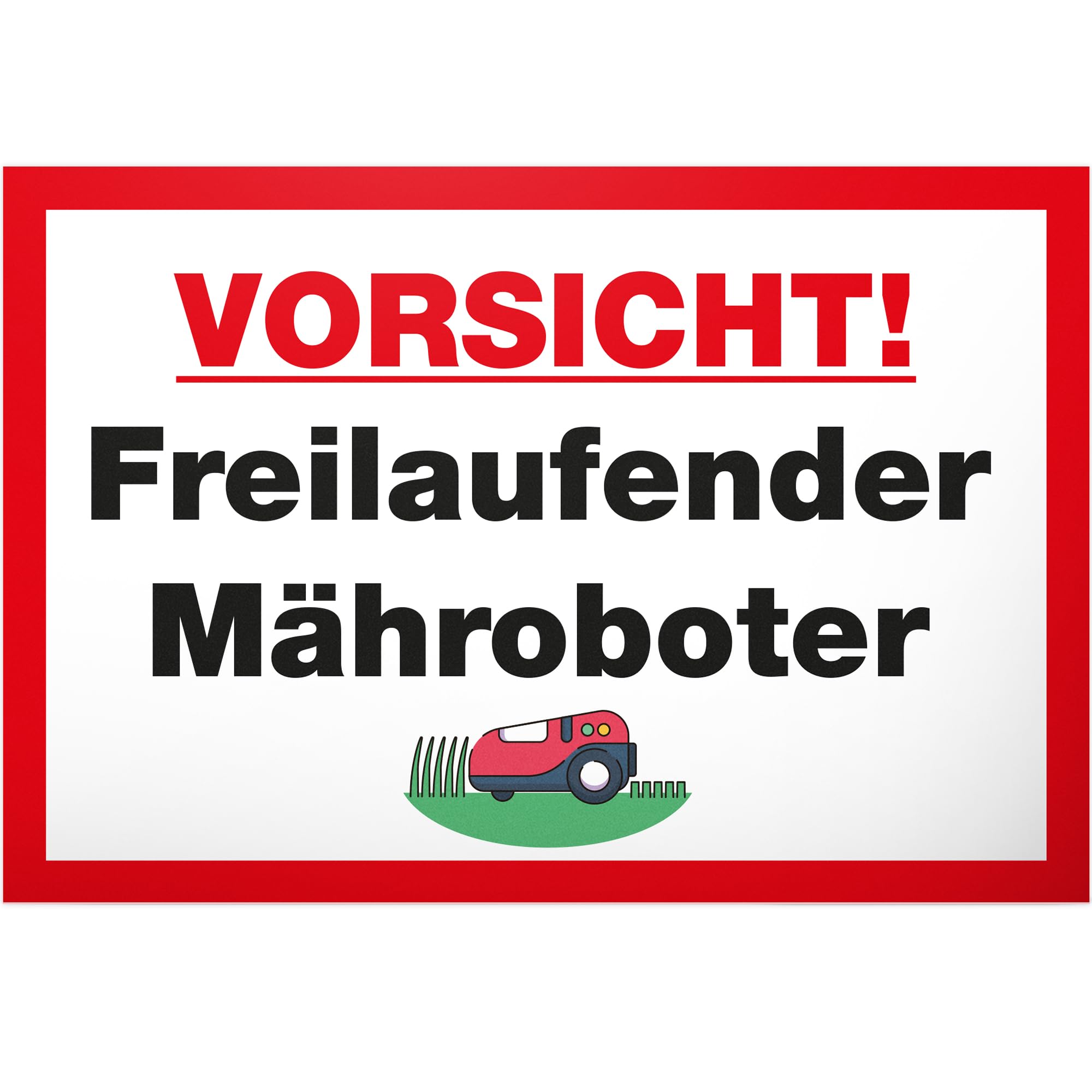 DankeDir! Free-running robotic mower sign 30 x 20 cm funny sign for garden and lawns garden sign weatherproof durable lawn mower robot lawn robot