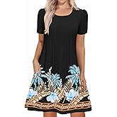 IN'VOLAND Womens Plus Size Summer Dress Short Sleeve Casual Loose Swing T-Shirt Dresses with Pockets