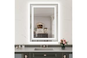 WTTY LED Bathroom Mirror, 24 x 32 with Backlit and Front Light,Stepless Dimmable LED Mirror for Bathroom,Anti-Fog Lighted Bathroom Vanity Mirror Modern for Wall,Memory Function,Shatter-Proof