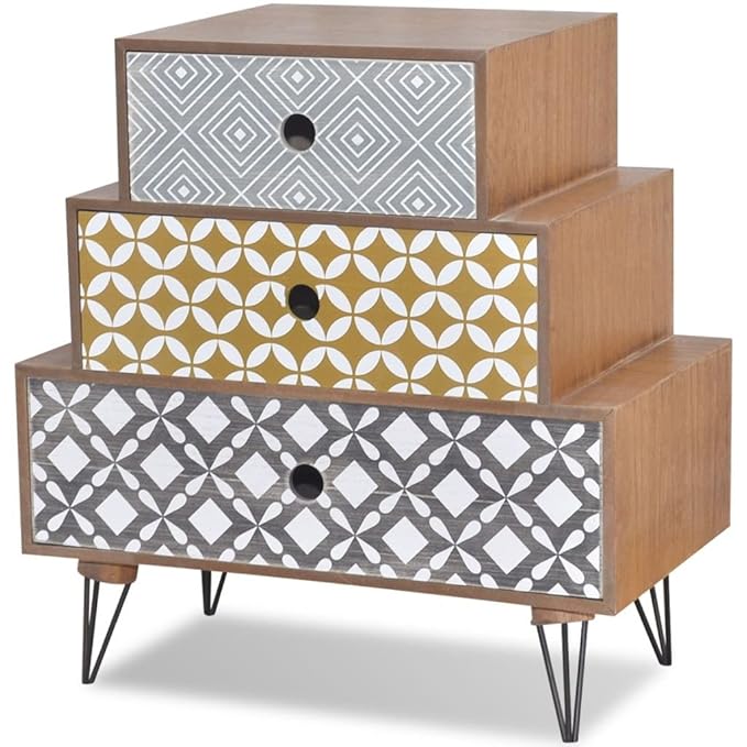 title=vidaXL Comodino da notte mobile con 3 cassetti marrone arredamento casa