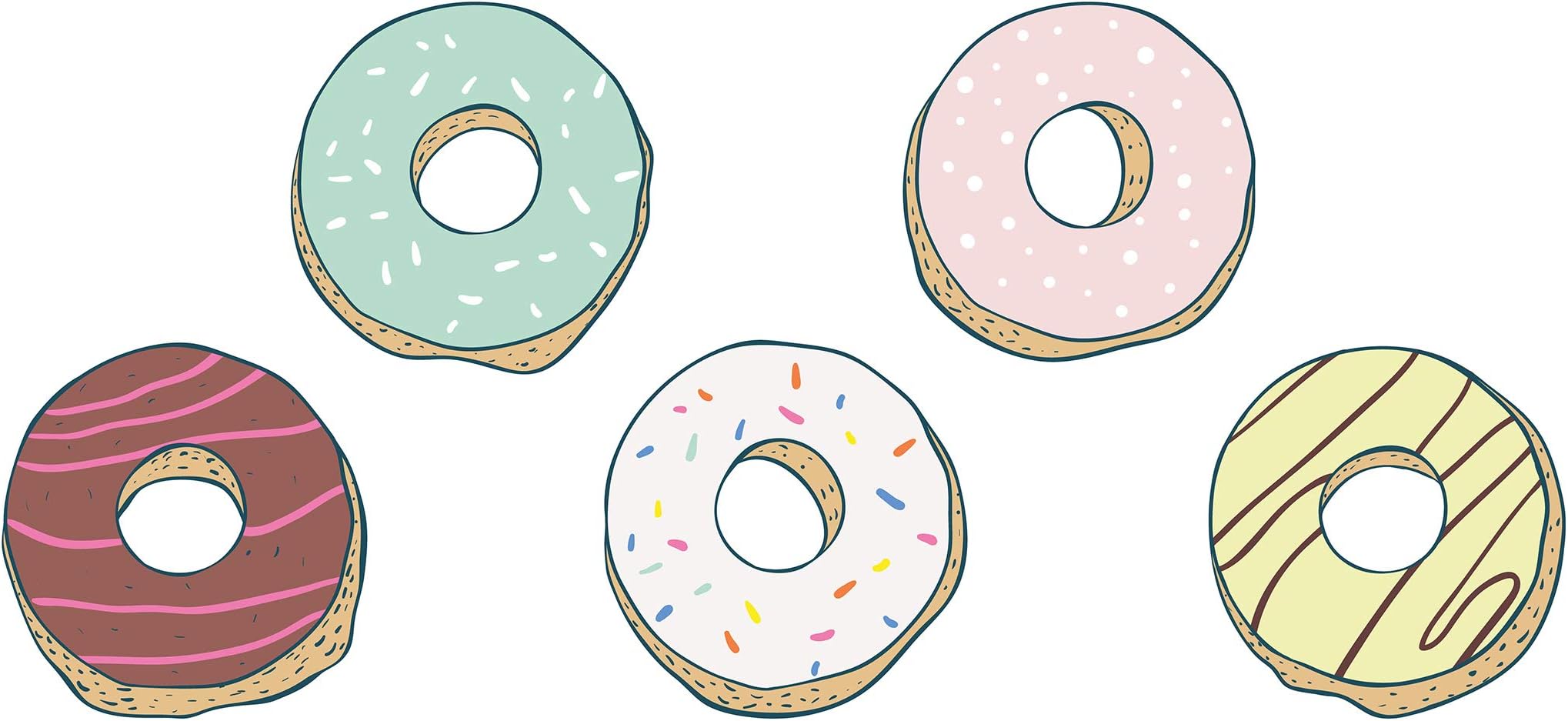 Wall Sticker Kitchen Wall Tattoo Donuts with Glaze or Sprinkles in Bright Colou