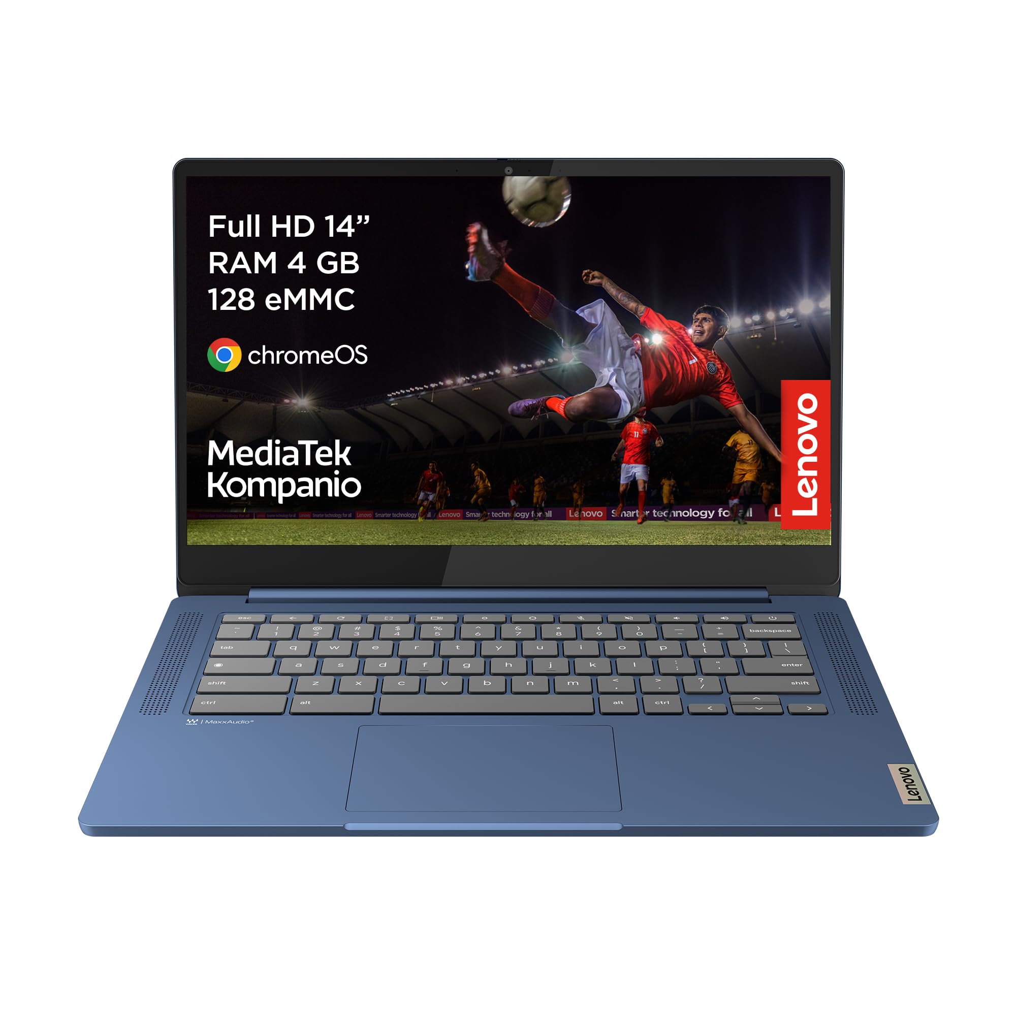 Lenovo IdeaPad Slim 3 Chromebook 14M868 – 14-Inch FHD Laptop (MediaTek Kompanio 520, 4GB RAM, 128GB SSD, Chrome OS) with English (UK) Keyboard – Abyss Blue