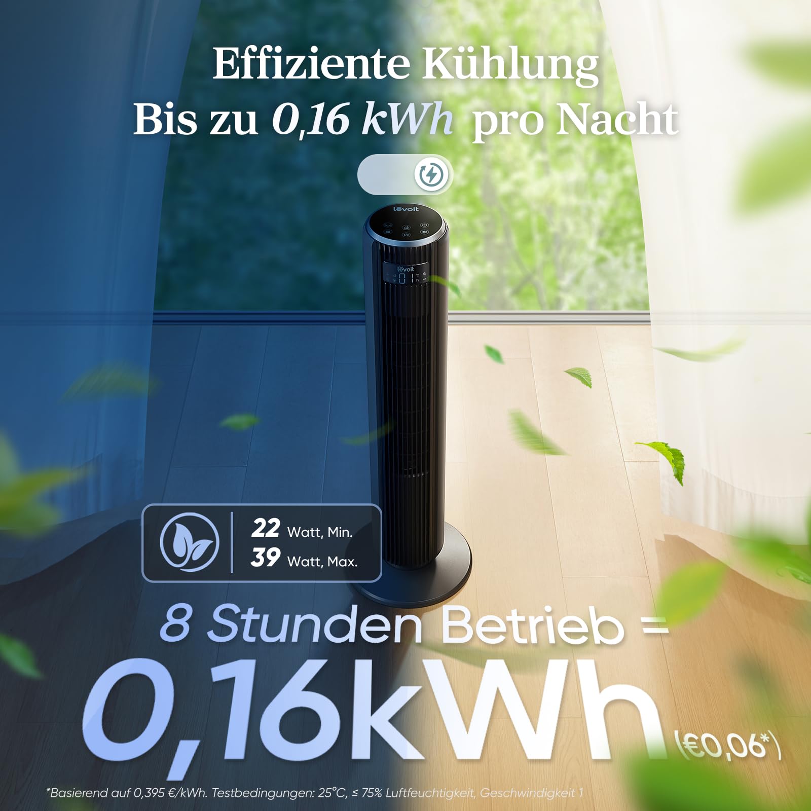 Levoit Leiser Ventilator mit Kühlung - Turmventilator mit Fernbedienung - Oszillierender Säulenventilator mit Fortschrittlichem Schlafmodus - 5 Geschwindigkeiten 4 Modi 12 Std Timer - Mattgrau 92 cm 4
