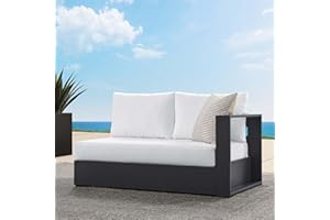 Modway Tahoe Aluminum Modular Right-Facing Outdoor Patio Loveseat in Gray White with Weather-Resistant Cushions, Couch for Garden Backyard, Poolside