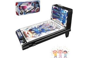 Electronic Tabletop Pinball Game - Retro Arcade Machine with Lights, Sounds and Scoreboard, Desktop Ball Shooting Toy, for Fa