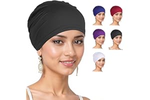 5 Pack Stretchy Turban Headwraps & Beanies for Women – Soft Breathable Hair Covers for Sleeping, Gym, Yoga