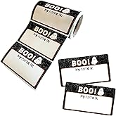 Boo My Name is Halloween Name Tags 100 pcs/Roll 2x3.5” Black with Spiderwebs and Ghosts Orange Party Hello Classroom Border Labels Gift Sticker Office 1 Design