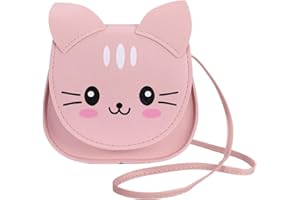 Abberry Cute Cat Crossbody Bag,Little Girls Cute Fashion Cat Coin Purse Pouch(Pink)