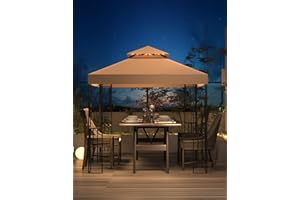 RICHRYCE Patio Gazebo 8x8, Sturdy Metal Gazebo with 4 Corner Shelves, Pop Up Tent[Heavy Duty Frame], Outdoor Canopy Tent with Double Air Roofs,Patio Canopy Gazebo,Waterproof Sunshade for Garden/Backyard/Deck
