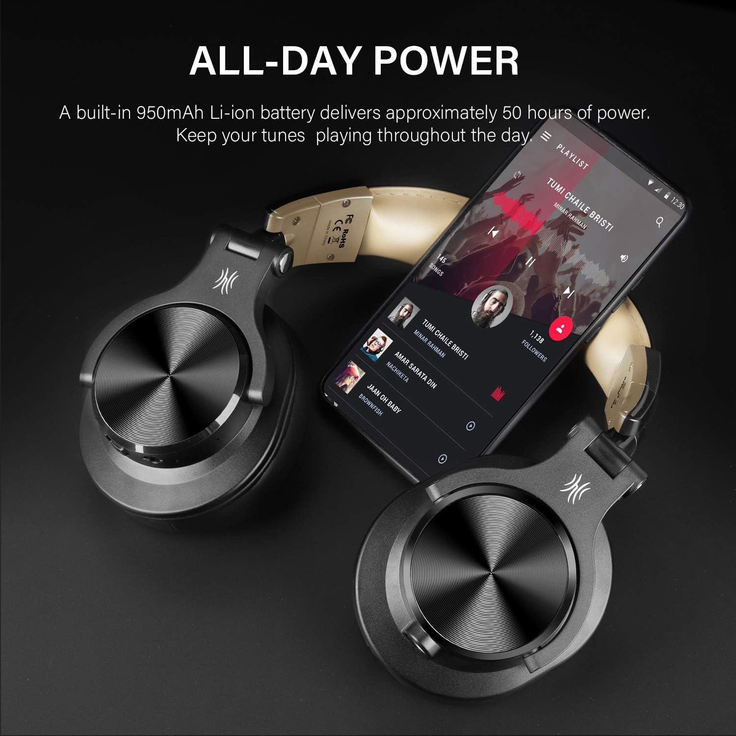 OneOdio Wireless Headphones Over Ear, Hi-Fi Stereo Bluetooth Headphones with Share Port - Image 4