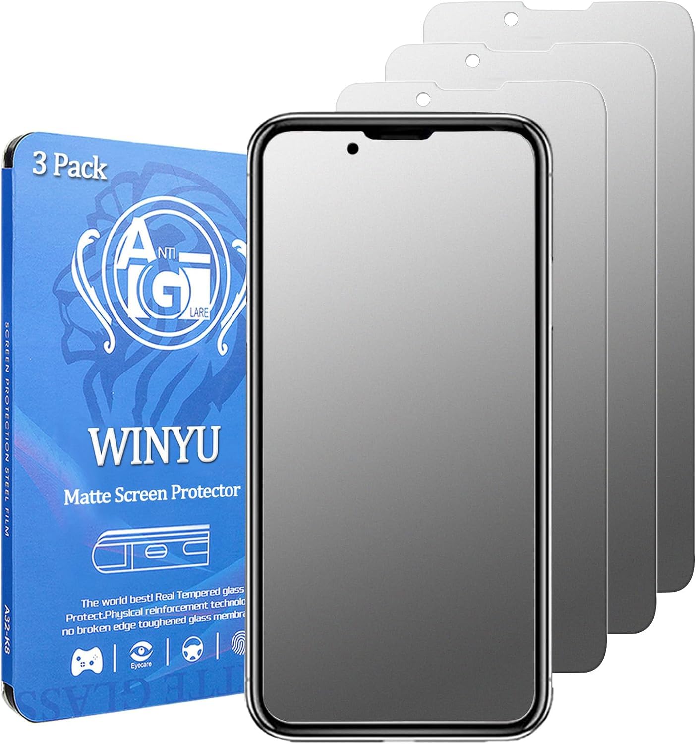 WINYU® 3PCS Matte Tempered Glass for iPhone 13 PRO MAX / 14 PLUS Full Coverage Screen Protector Matt Anti-Glare Anti-Scratch 9H Tempered Glass Protective Film for iPhone 14 Plus/13 Pro Max,6.7" — image 1