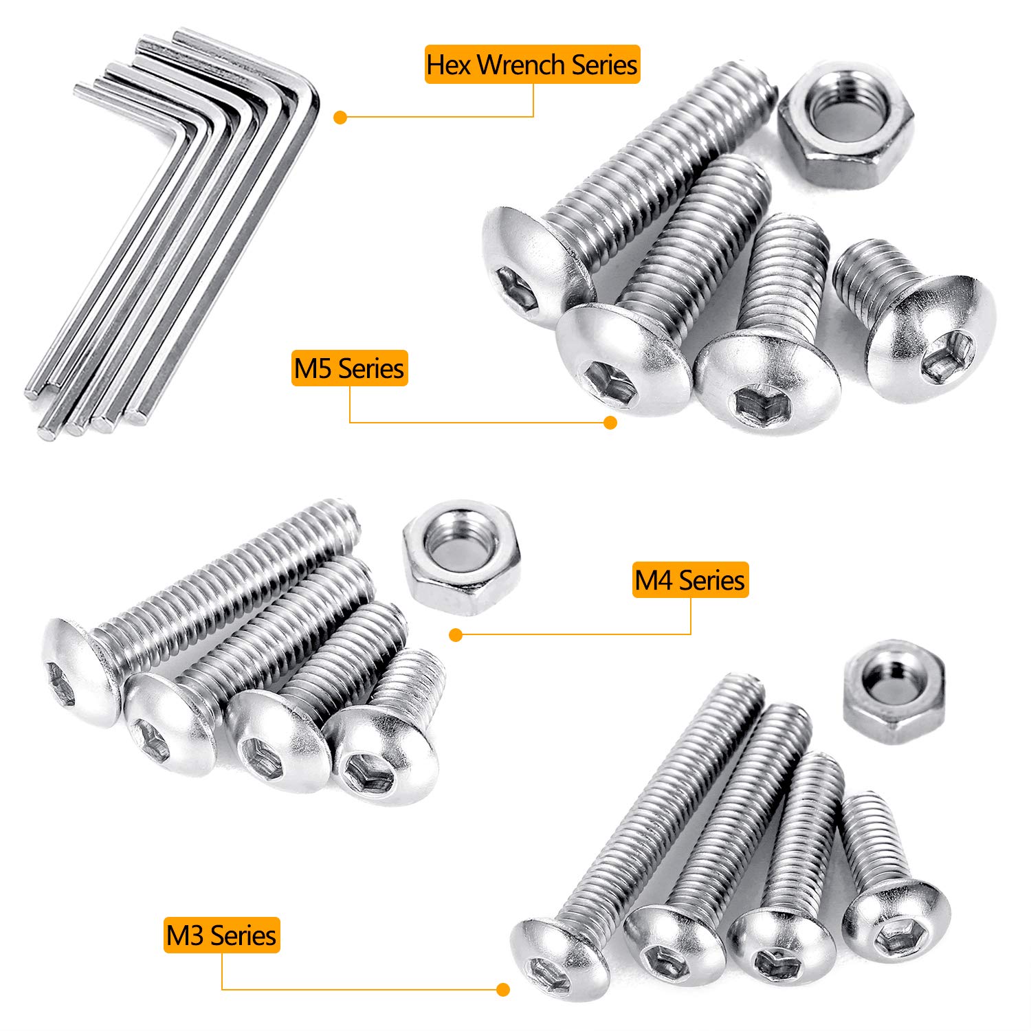 520PCS PGMJ M3/M4/M5 Wrench Hex Matching 6pcs with Kit Set Assortment
